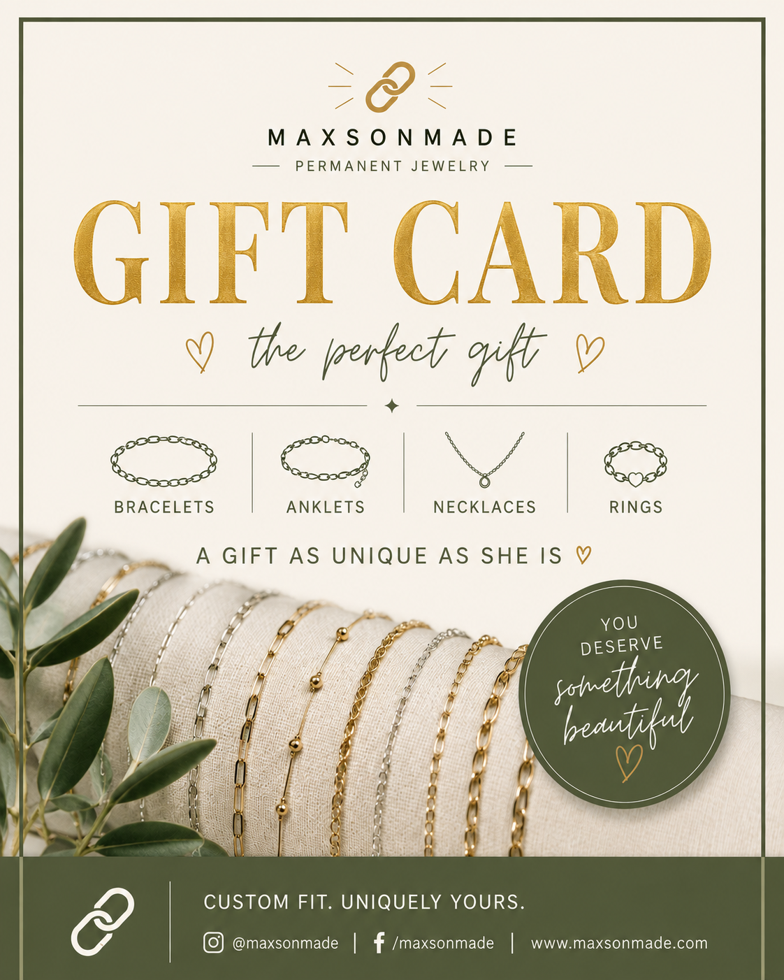 MaxsonMade Permanent Jewelry Gift Card